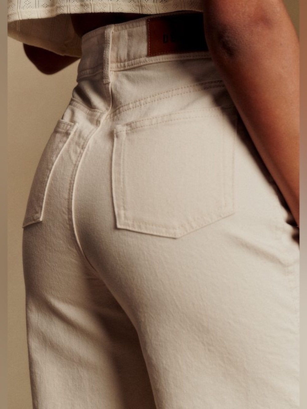 Sezane Beige Cropped Wide-Leg Jeans - Picture 3 of 4
